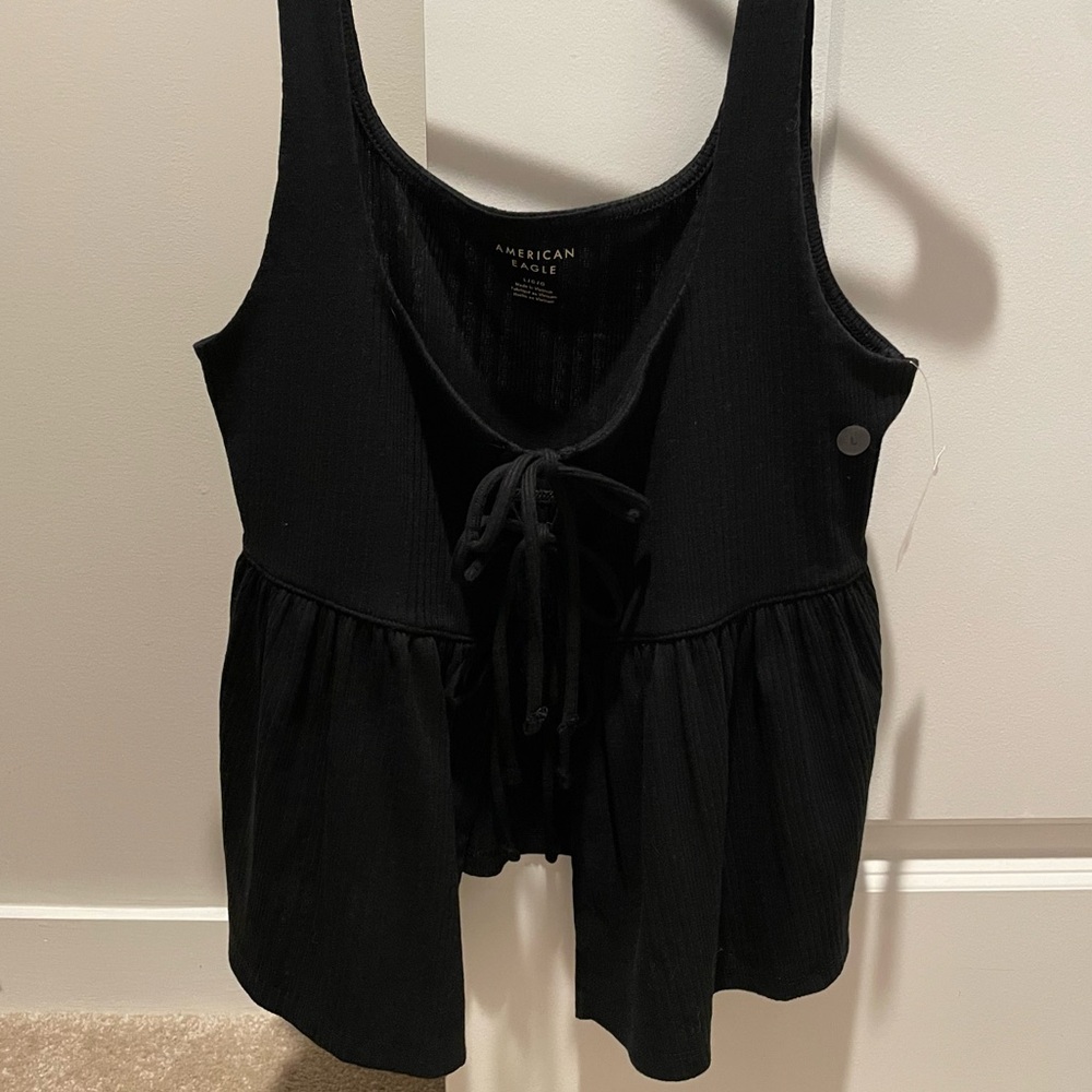 Tie front babydoll tank top